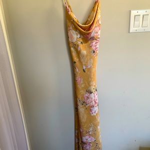 ASTR Gaia Midi Dress in Mustard Floral